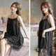 Women Lace Suspender Camisole Lingerie Nightwear Gown - Black |image