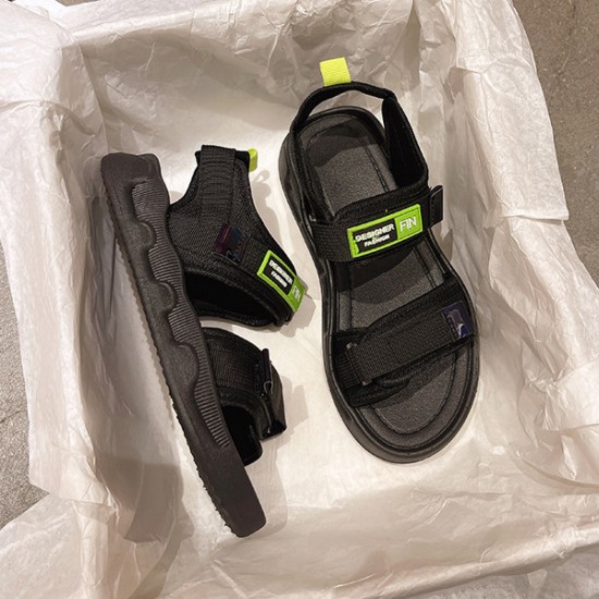 Comfortable Non Slip Soft Bottom Sports Velcro Closure Sandals - Black |image