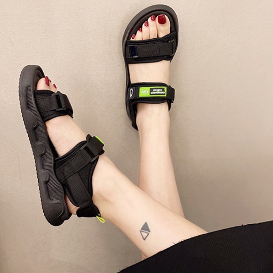 Comfortable Non Slip Soft Bottom Sports Velcro Closure Sandals - Black |image