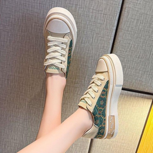 Canvas Comfortable High Quality Women Sports Sneakers - Green |image