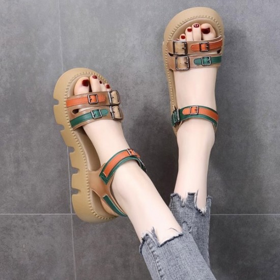 Showing image for Roman Style Buckle Closure Open Toe Strappy Sandals - Green Roman Style Buckle Closure Open Toe Strappy Sandals - Green |image