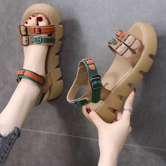 Showing image for Roman Style Buckle Closure Open Toe Strappy Sandals - Green Roman Style Buckle Closure Open Toe Strappy Sandals - Green |image