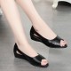 Roman Style Chunky Wedges Peep Toe Soft Sole Women Sandals - Black |image