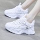 Trendy Thick Sole Low Cut Round Head Lace Up Sports Sneakers - White