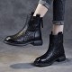 Retro Martin Back Zipper Non Slip Women Chunky Heel Boots - Black
