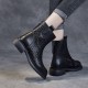 Retro Martin Back Zipper Non Slip Women Chunky Heel Boots - Black |image