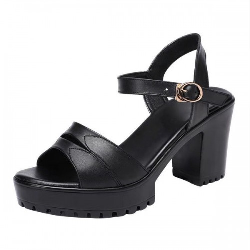 Platform Buckle Strap Open Toe Catwalk High Heel Sandals - Black |image