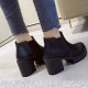 Comfort Solid Color Thick Bottom Square Heel Short Boots - Black |image