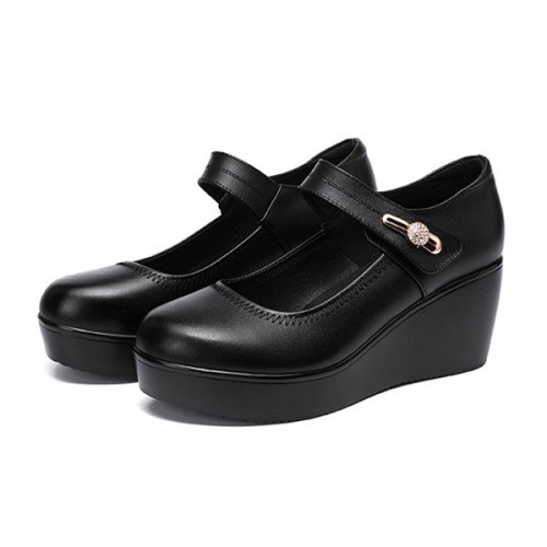 Comfortable Soft Sole Rhinestone Round Toe Casual Shoes - Black |image