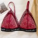 Breathable Triangle Cup Lace Thin Wireless Push Up Padded Bra - Red