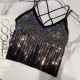 Rhinestone Diamond Tank Top Bustier Vest Crop Women Bra - Black