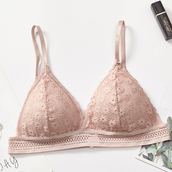 Comfortable Bralette Seamless Deep V Neck Triangle Lingerie Bra - Pink |image
