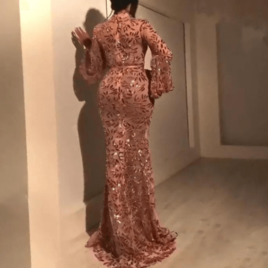 show image for Elegant Sequined Big Swing Flare Bell Sleeve Women Party Dress - Pink Elegant Sequined Big Swing Flare Bell Sleeve Women Party Dress - Pink |image