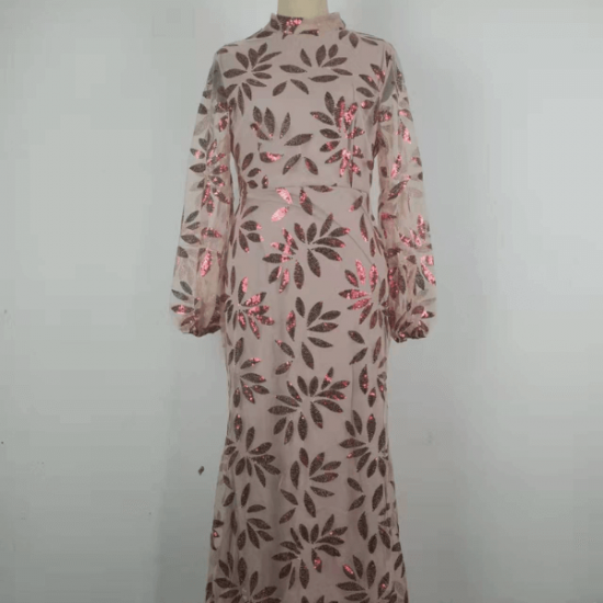 show image for Elegant Sequined Big Swing Flare Bell Sleeve Women Party Dress - Pink Elegant Sequined Big Swing Flare Bell Sleeve Women Party Dress - Pink |image