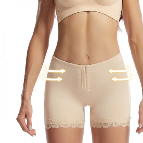 Cross Border Thin Waist Hip Lifting Lace Trim Corset Shapewear- Cream |image
