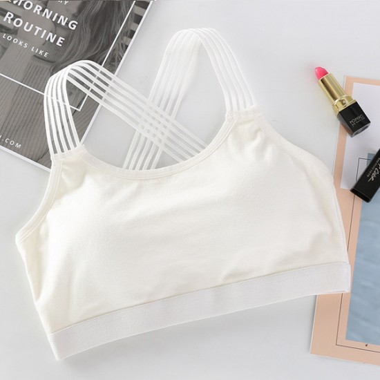 Cross Straps Push Up Padded Yoga Running Vest Top Sports Bra - White |image