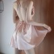 V Neck Sleeveless Spaghetti Straps Lace Trim Nightgown - Pink |image