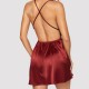 Beauty Back Silk Deep V Tie Knot Front Women Nightwear - Red |image