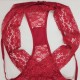 Comfortable Solid Lace Decor Thong Women Panties - Red |image