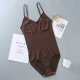 Solid Color Seamless Women Sliming Bodysuit - Brown |image