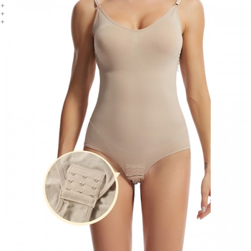 Slim Solid Tight Hip Lifting Shaping Lingerie Elastic Bodysuit - Cream |image