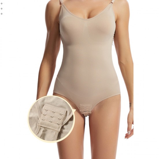 Slim Solid Tight Hip Lifting Shaping Lingerie Elastic Bodysuit - Cream |image