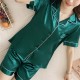 Sweet Two Piece Short Sleeve Button Closure Nightwear - Green |image