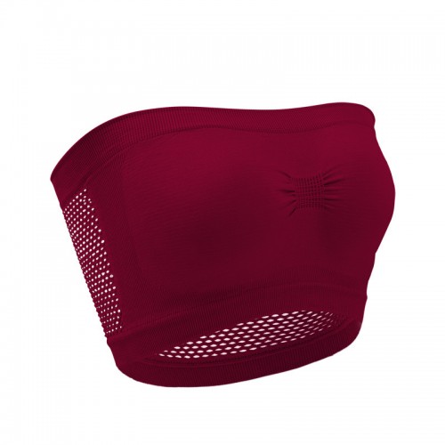 Breathable Strapless Wrapped Tube Top Lace Women Bra - Red |image