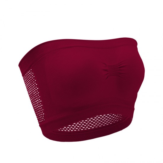 Breathable Strapless Wrapped Tube Top Lace Women Bra - Red |image