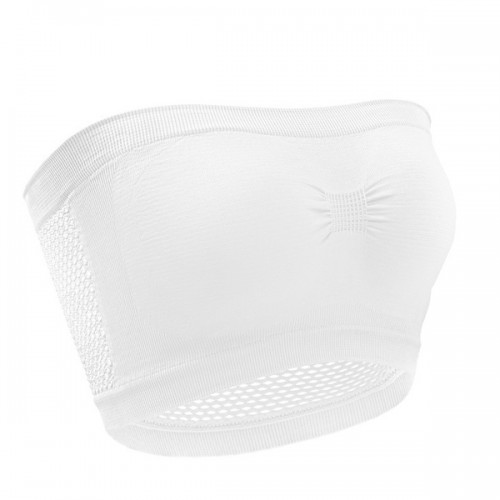 Breathable Strapless Wrapped Tube Top Lace Women Bra - White |image