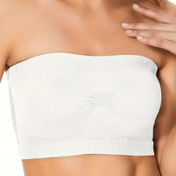 Breathable Strapless Wrapped Tube Top Lace Women Bra - White