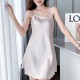 Elegant Thin Strap Silk Solid Color Women Night Dress - Cream