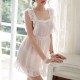 Sweet Square Neck Transparent Mini Ruffle Women Nightdress - White |image