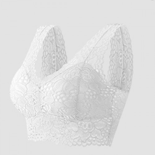 Bralette Lace Hollow Out Seamless Solid Women Lingerie Bra - White |image