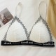 Breathable Triangle Cup Lace Thin Wireless Push Up Padded Bra - White