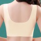 Solid Color Flower Lace Trackless Gathering Sports Unpadded Bra - Cream |image