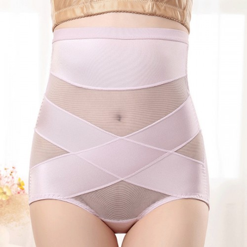 Cross Stripe Slimming Body Shapewear Tummy Corset - Pink |image