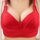 Comfortable Gathered Side Closed Lace Fixed Shoulder Straps Bra - Red