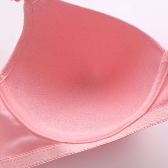 Mesh Lace Light Lined Full Coverage Push Up Women Bra - Pink |image