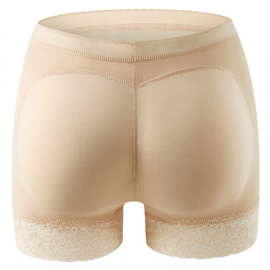 Lace High Waist Butt Padding Hip Lifting Panties Shapewear - Cream |image
