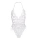 Elegant Hollow Out Halter Neck Lace Shapewear Bodysuit - White |image