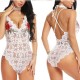 Perfect Lace See-through Embroidery Rose One-piece Lace Bodysuit - White |image