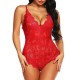 Luxury Lace Lingerie Garter Belts Nightwear Women Bodysuit - Red