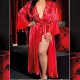 Explosive Style Long Bathrobe Robe Nightgown Lingerie Nightdress - Red |image