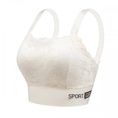 Beautiful Back Lace Sports Thin Mold Cup Women Bra - White |image