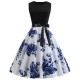 Elegant Vintage With Belt Floral Printed Sleeveless Party Midi Dress - White |image