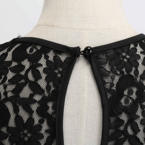 Retro Lace Round Neck Sleeveless Stitching Plaid With Belt Swing Midi Dress - Green |image