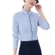 Cardigan Slimming Stripes Button Up long Sleeve Women Shirts - Light Blue |image