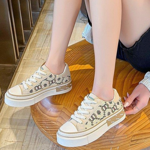 Canvas Comfortable High Quality Women Sports Sneakers - Beige |image