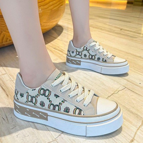 Canvas Comfortable High Quality Women Sports Sneakers - Beige |image